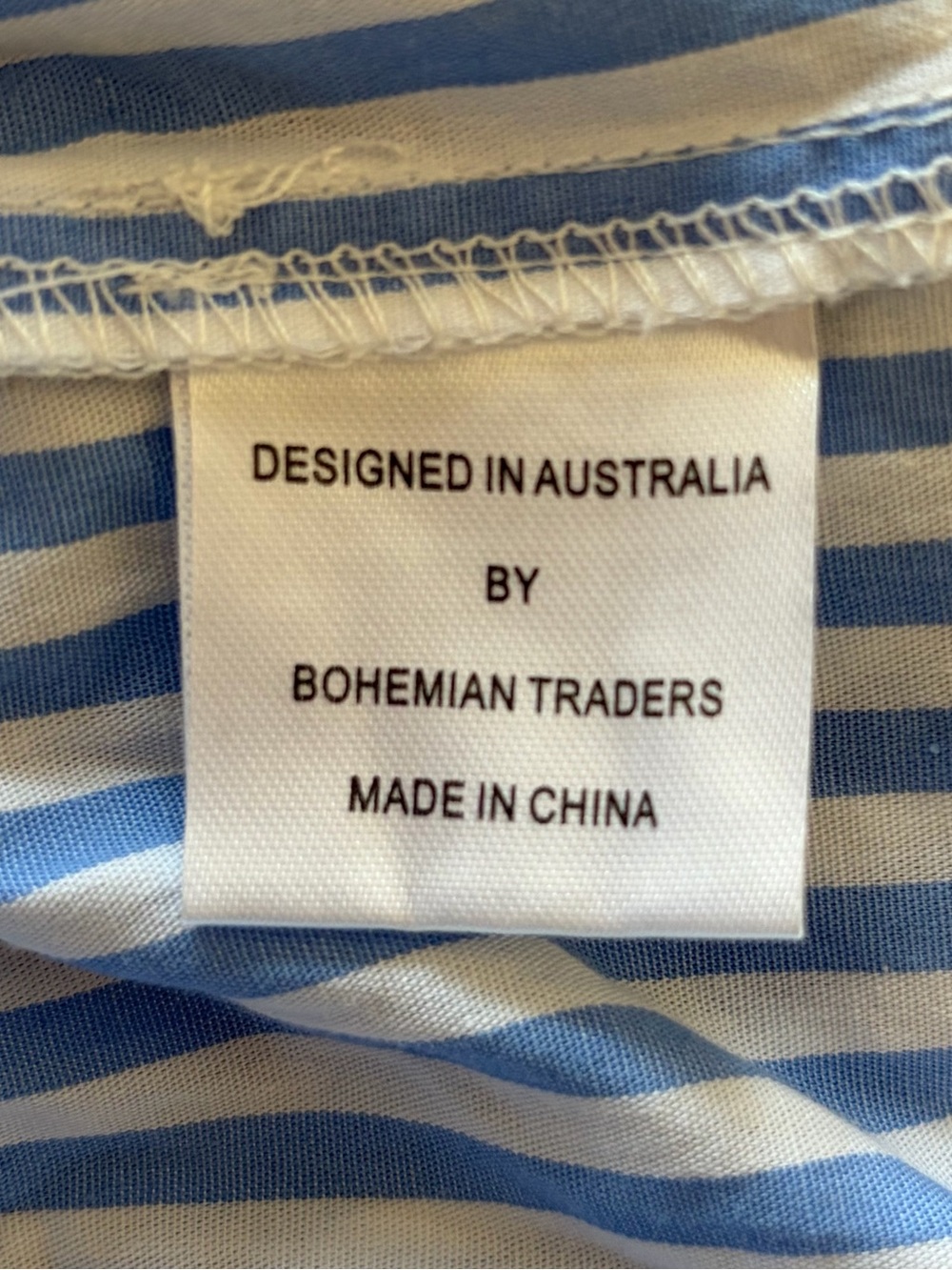 Bohemian Traders Pinstripe Long Sleeve A-Line Waist Tie Blue White Mini Dress M - Picture 8 of 12